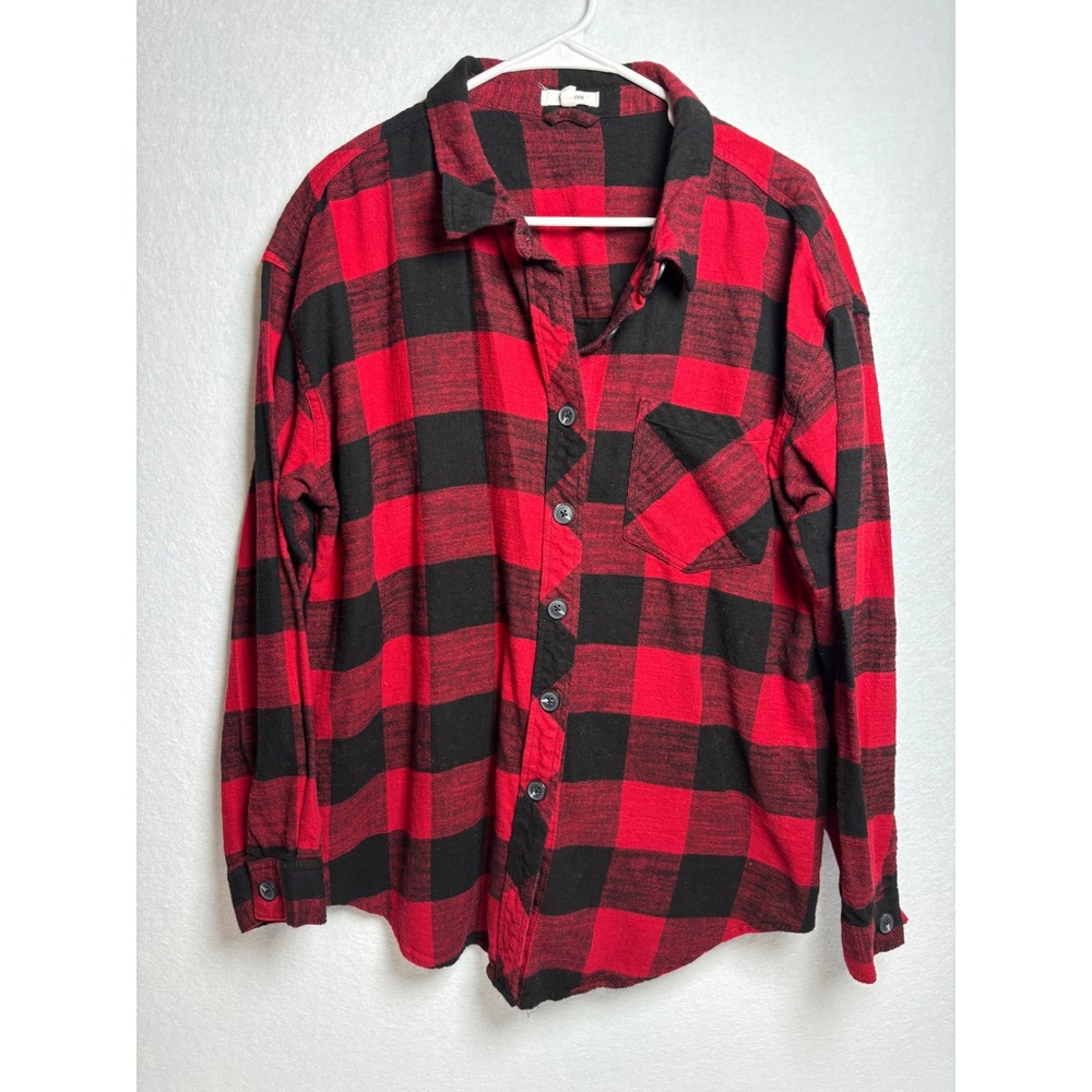 Maurices Red Black Buffalo Plaid Cotton Flannel Button Down Shirt XL 2503178